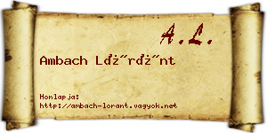 Ambach Lóránt névjegykártya